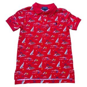 Polo Ralph Lauren Big Boys Sailboat Mesh Polo Shirt Red – Size 5 NWT